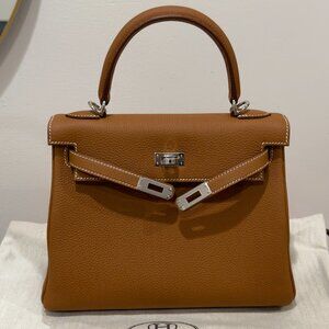 HERMÈS - Kelly 25 Togo, Gold/Palladium